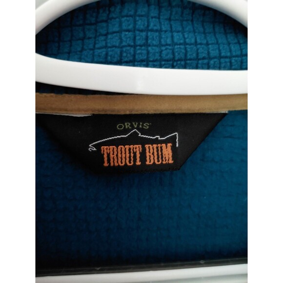 Orvis Trout Bum Mens Medium Blue 1/4 Zip Long Sleeve Fishing Sweatshirt Shirt - Picture 5 of 11